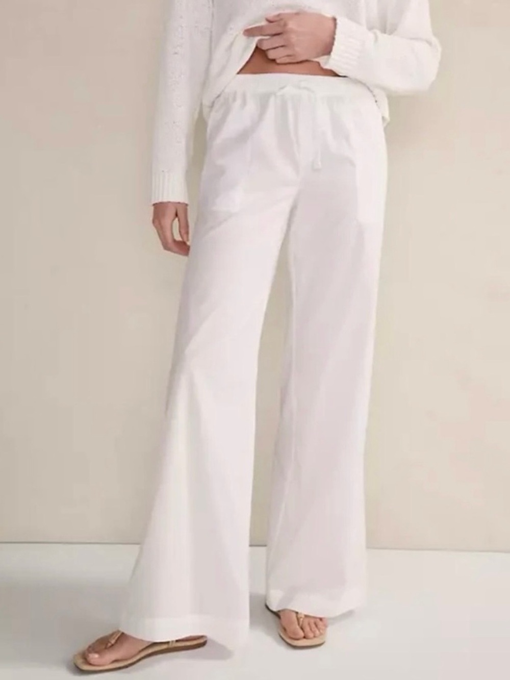 Haven Well Within Organic Cotton Poplin Wide Leg Pants White XS NWT